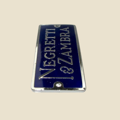 Negretti & Zambra Vitrified Blue Enamel & Chromed Brass Instrument Badge