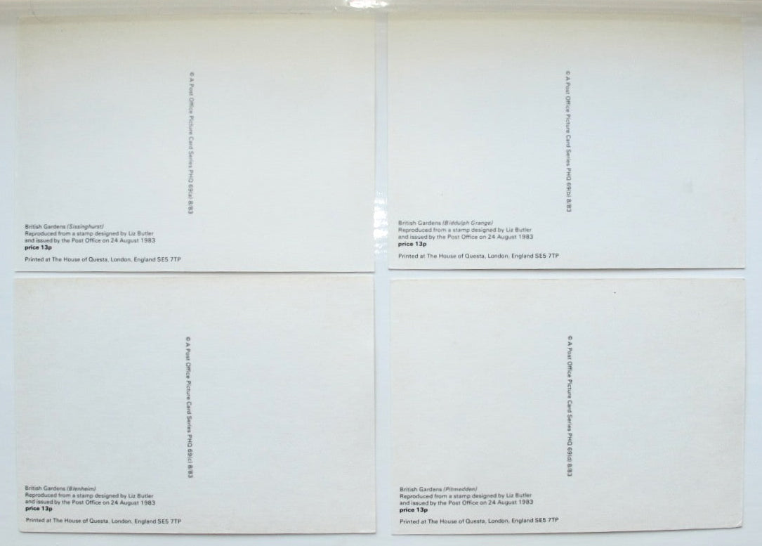 1983 Set of Four PHQ 69 Postcards Of British Gardens