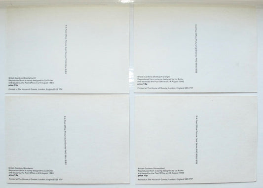 1983 Set of Four PHQ 69 Postcards Of British Gardens