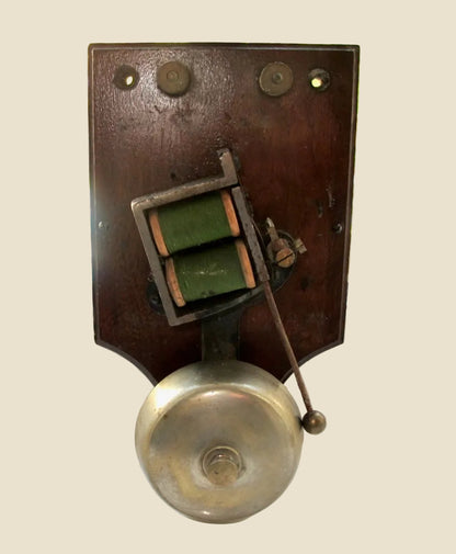 1930s Brass And Wood Internal Telephone / Door  Bell Ringer Box In Working Condition