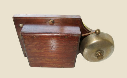 1930s Brass And Wood Internal Telephone / Door  Bell Ringer Box In Working Condition