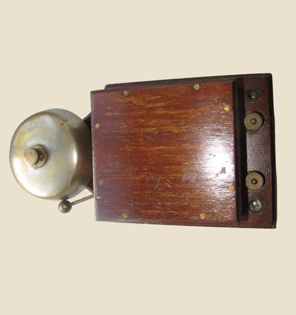 1930s Brass And Wood Internal Telephone / Door  Bell Ringer Box In Working Condition