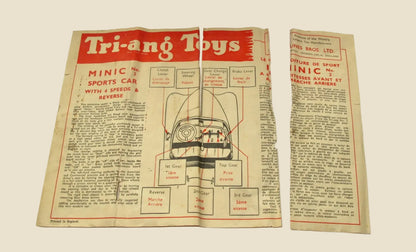 Vintage Blue Triang Minic No.2 Clockwork Scale Model Four Speed Sports Car