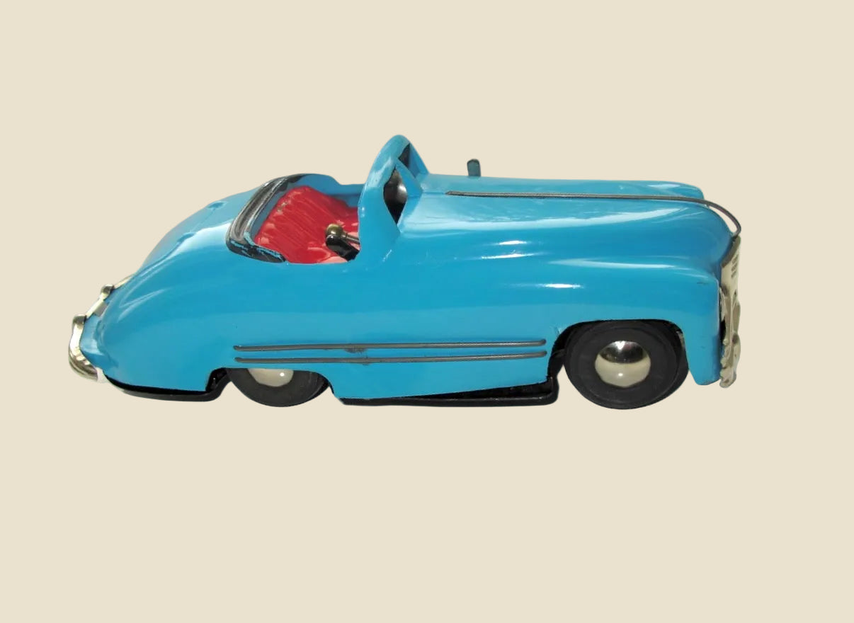 Vintage Blue Triang Minic No.2 Clockwork Scale Model Four Speed Sports Car