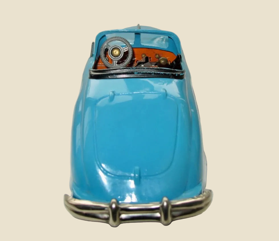 Vintage Blue Triang Minic No.2 Clockwork Scale Model Four Speed Sports Car