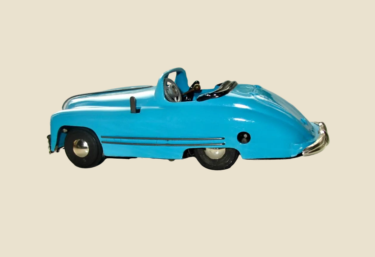 Vintage Blue Triang Minic No.2 Clockwork Scale Model Four Speed Sports Car