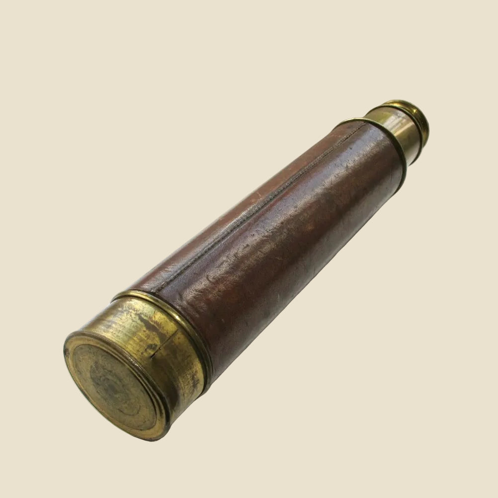 Antique Brass and Leather Three Draw Telescope Made By T Underhill In 1848