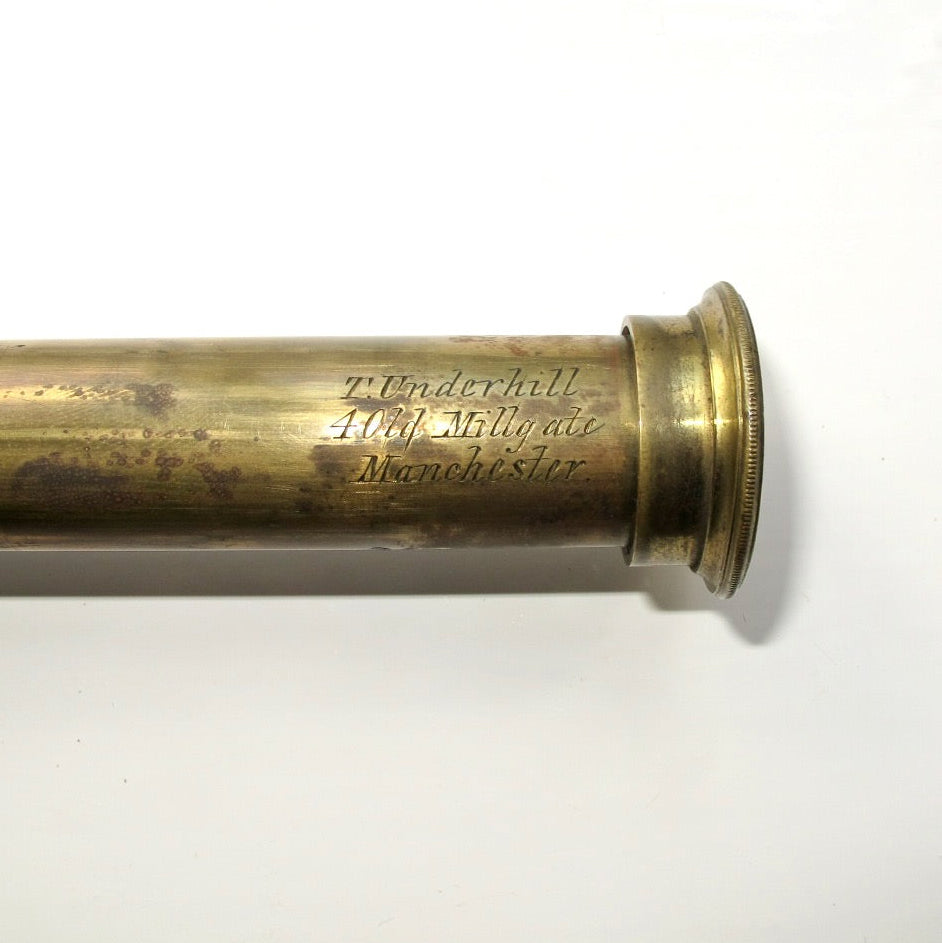 Antique Brass and Leather Three Draw Telescope Made By T Underhill In 1848