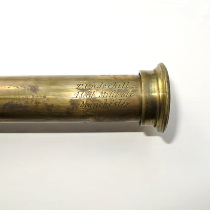 Antique Brass and Leather Three Draw Telescope Made By T Underhill In 1848