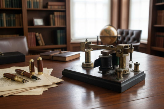 Vintage Brass Telegraph Sounder Mounted On Wood