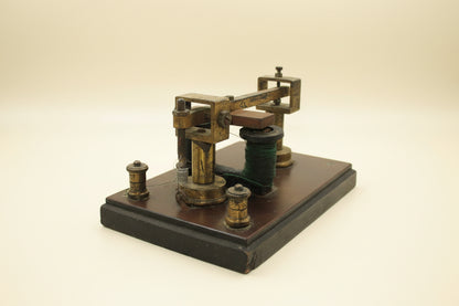 Vintage Brass Telegraph Sounder Mounted On Wood