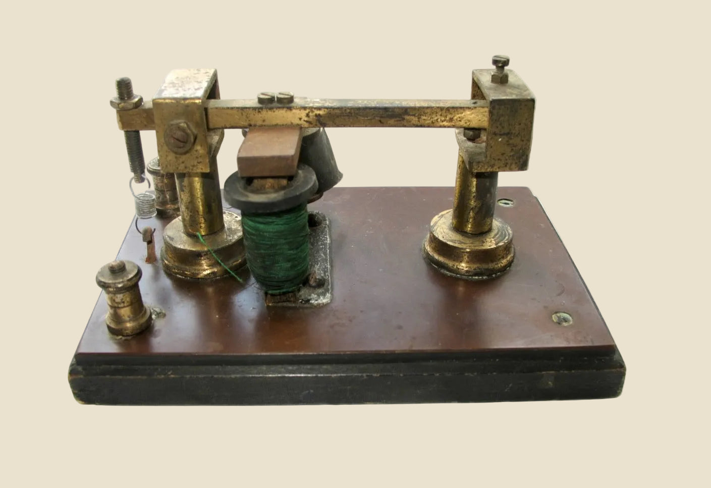 Vintage Brass Telegraph Sounder Mounted On Wood