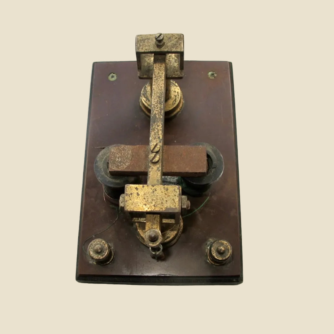 Vintage Brass Telegraph Sounder Mounted On Wood