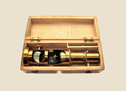 Antique Portable Brass Drum Microscope In a Wood Case