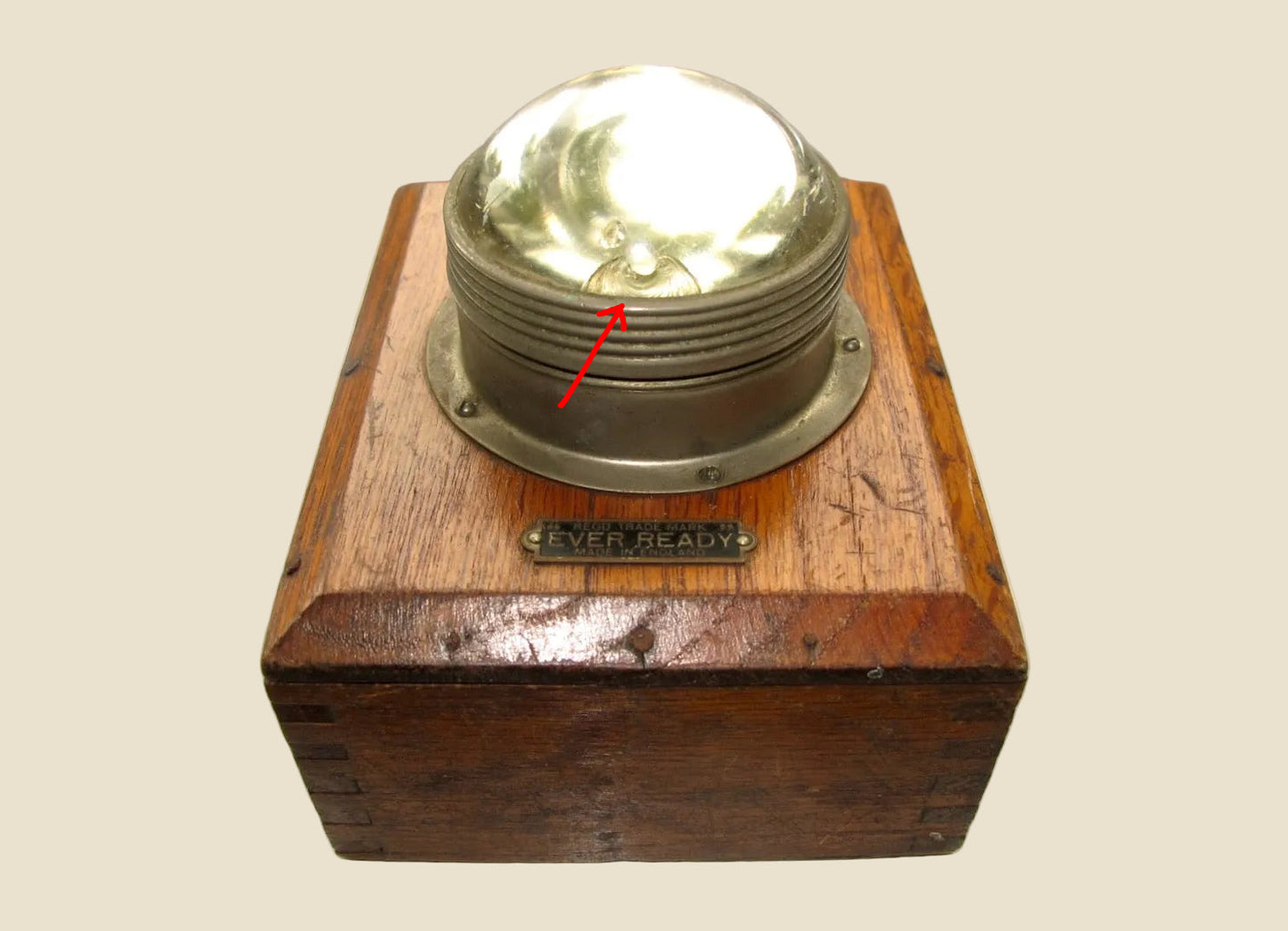 Antique Ever Ready UK Bullseye Bulb Torch / Hand Lamp In A Wood Case