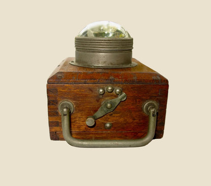 Antique Ever Ready UK Bullseye Bulb Torch / Hand Lamp In A Wood Case