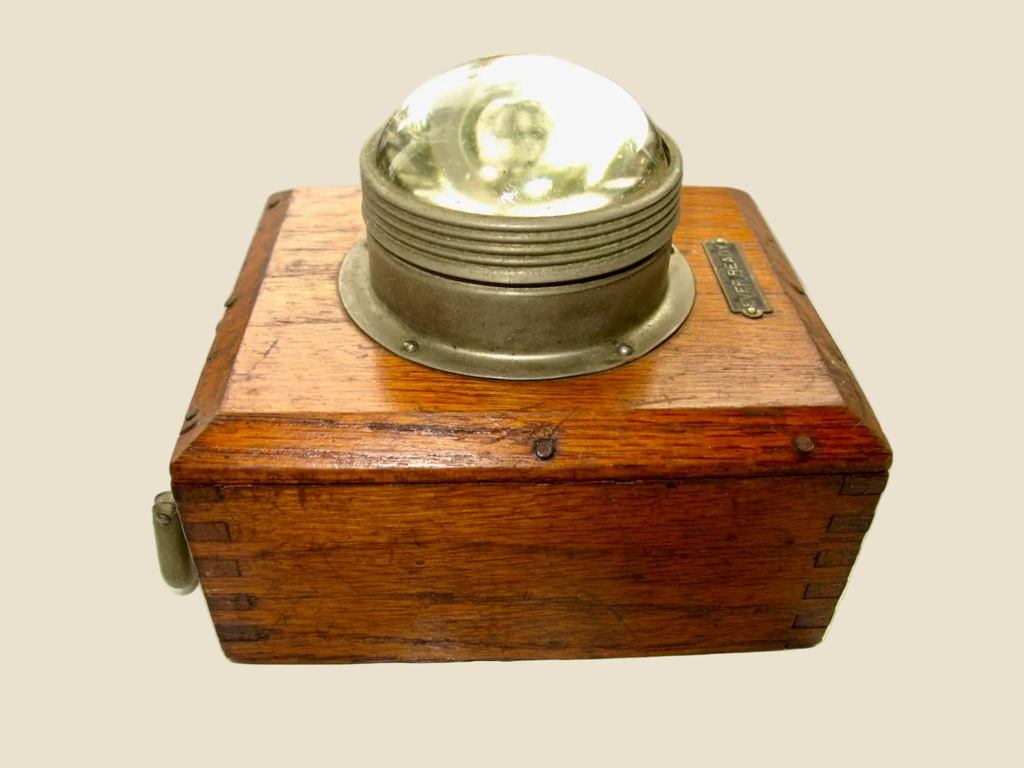 Antique Ever Ready UK Bullseye Bulb Torch / Hand Lamp In A Wood Case