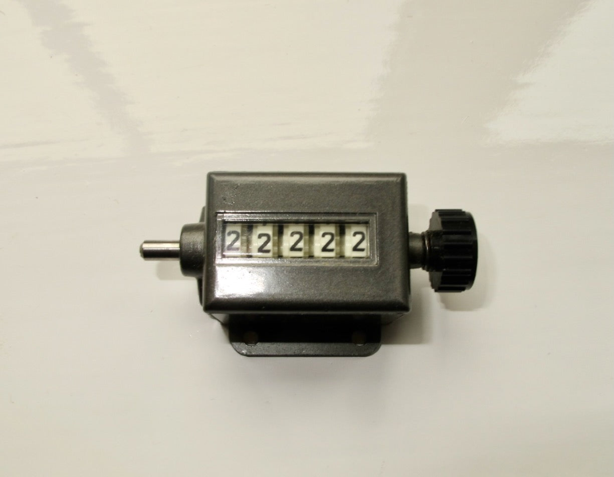 Vintage ENM 1W7 5-Digit Mechanical Revolution Counter In Its Original Box