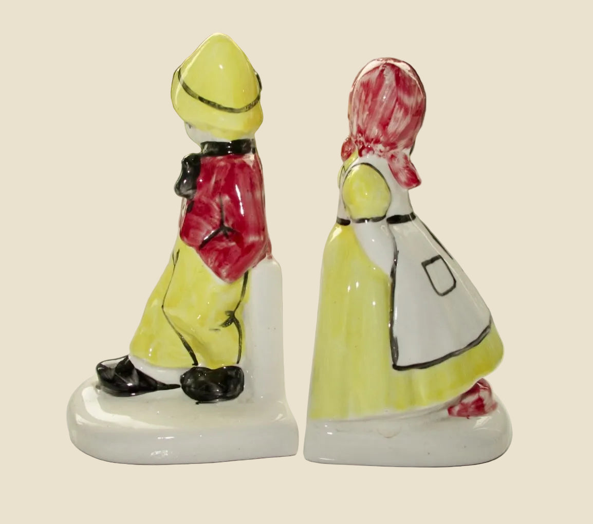 Vintage Royal Stuart Bone China Dutch Children Bookends By Spencer Stevenson