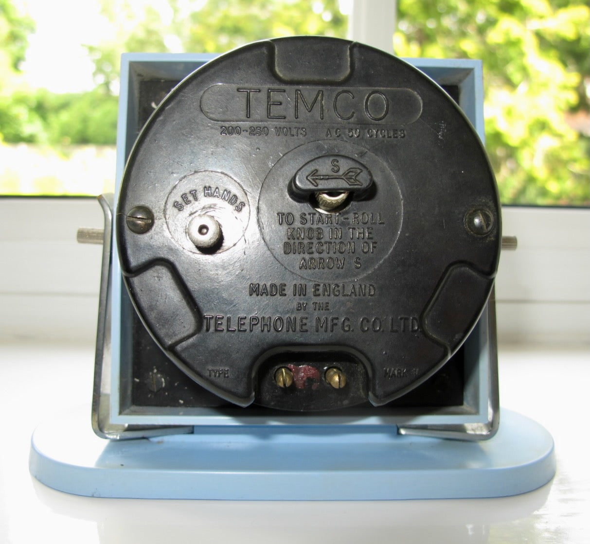 1940s Blue Temco Electric Type MkV Desk Clock 200/250V 50Hz