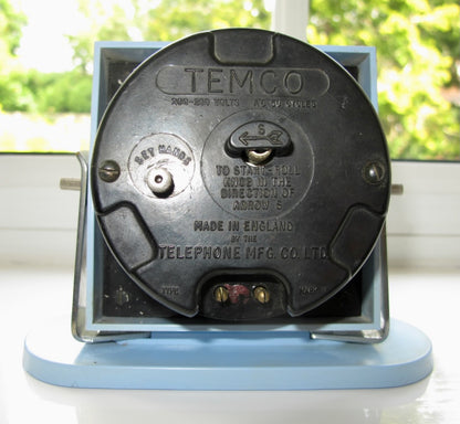 1940s Blue Temco Electric Type MkV Desk Clock 200/250V 50Hz