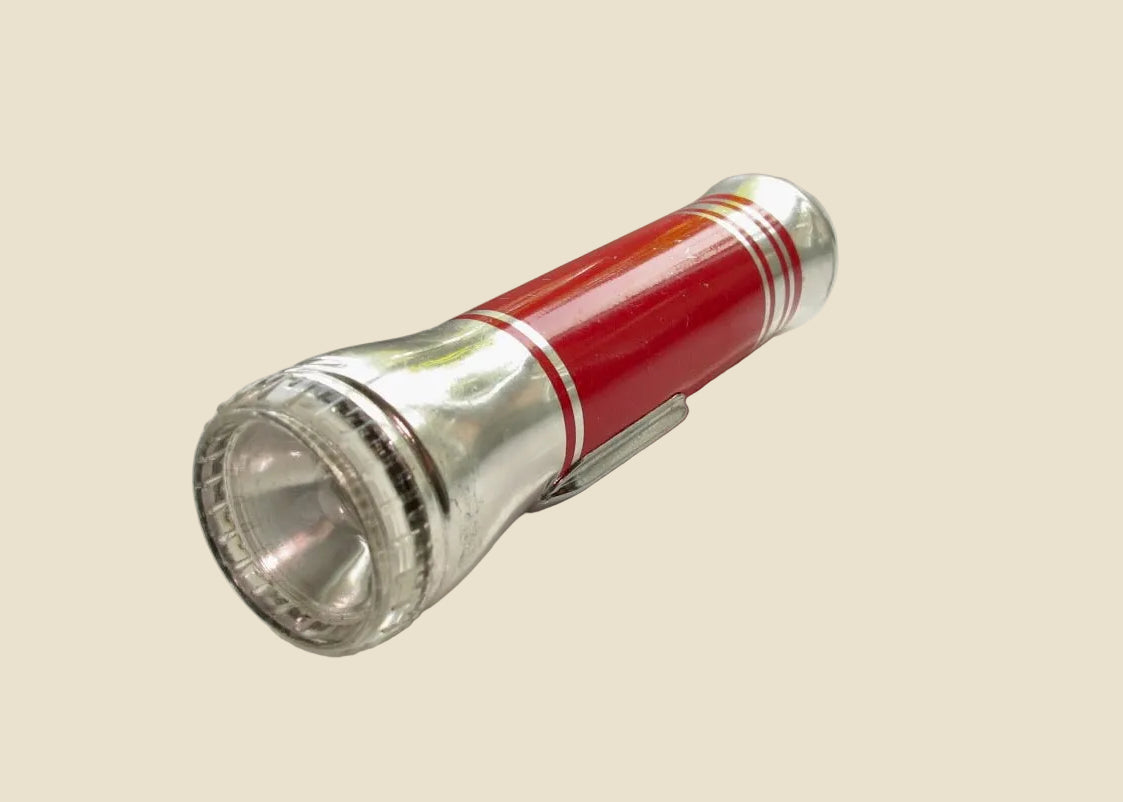 Vintage Ever Ready UK Aluminium Pocket Torch In Red And Chrome
