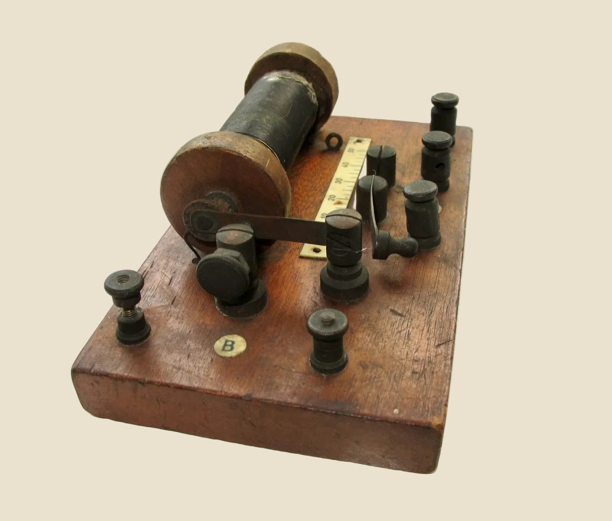 Antique Induction / Spark Gap / Ruhmkorff Coil With Rule Measure