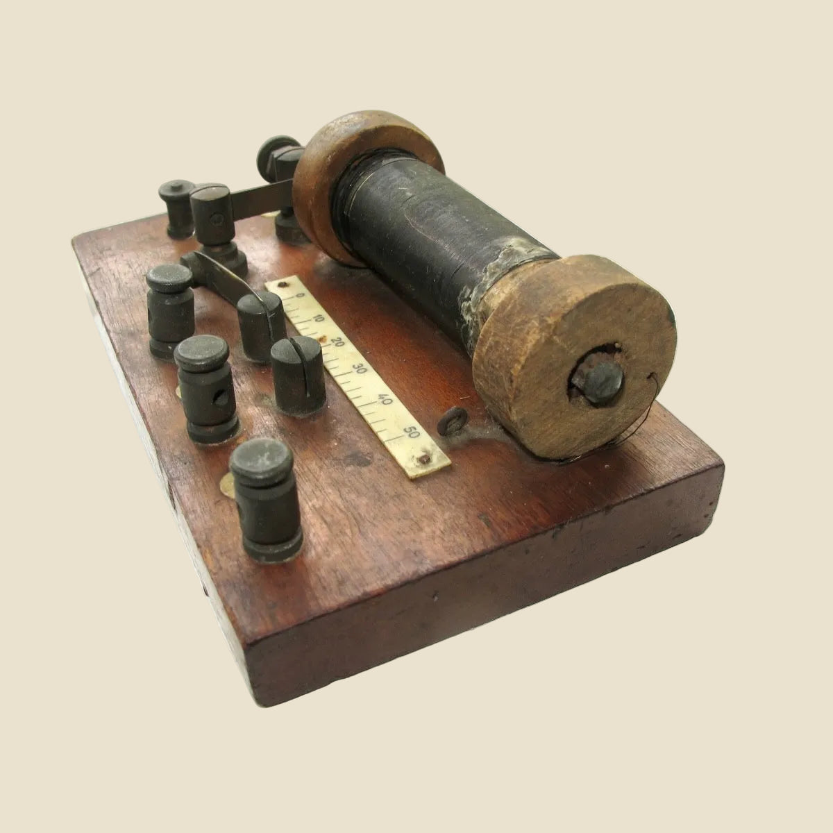 Antique Induction / Spark Gap / Ruhmkorff Coil With Rule Measure