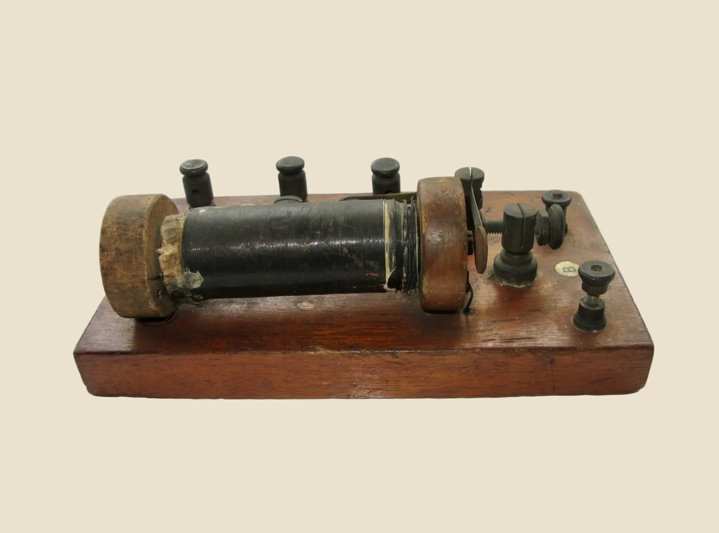 Antique Induction / Spark Gap / Ruhmkorff Coil With Rule Measure