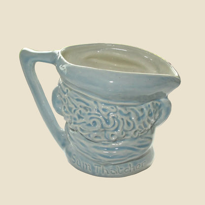 Vintage Blue Hornsea Pottery Sam Thatcher Character Toby Milk Jug