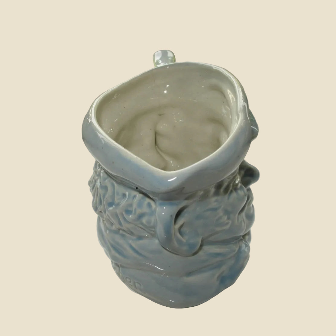 Vintage Blue Hornsea Pottery Sam Thatcher Character Toby Milk Jug
