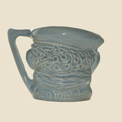 Vintage Blue Hornsea Pottery Sam Thatcher Character Toby Milk Jug