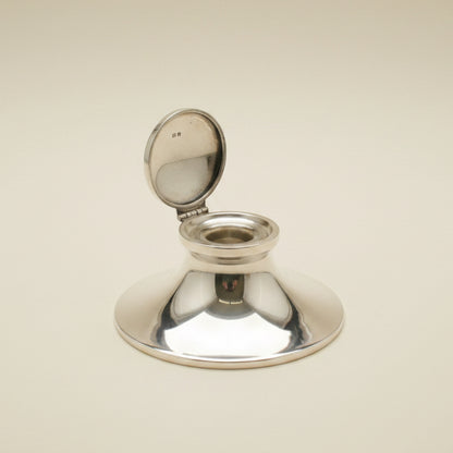 1935 Birmingham Sterling Silver Capstan Ink Well With Glass Insert And Bakelite Base