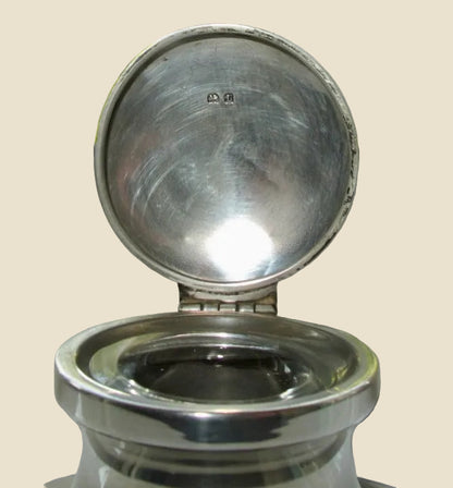 1935 Birmingham Sterling Silver Capstan Ink Well With Glass Insert And Bakelite Base