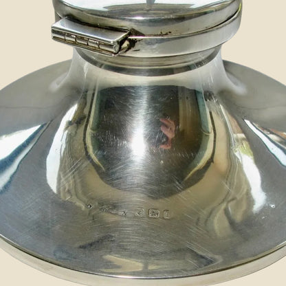 1935 Birmingham Sterling Silver Capstan Ink Well With Glass Insert And Bakelite Base