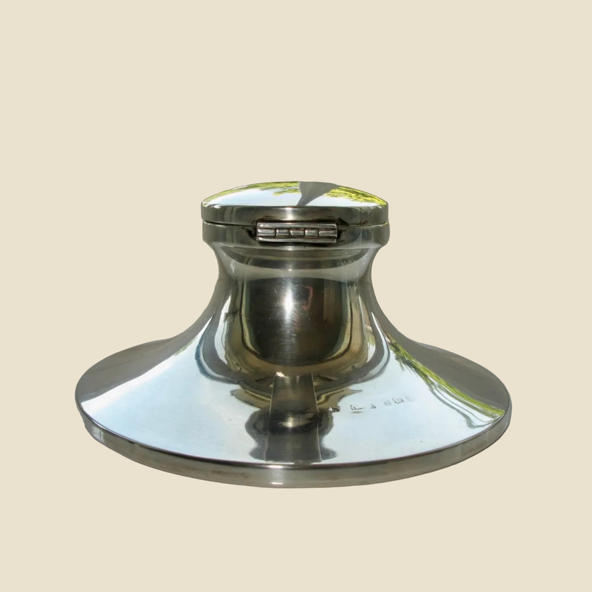 1935 Birmingham Sterling Silver Capstan Ink Well With Glass Insert And Bakelite Base