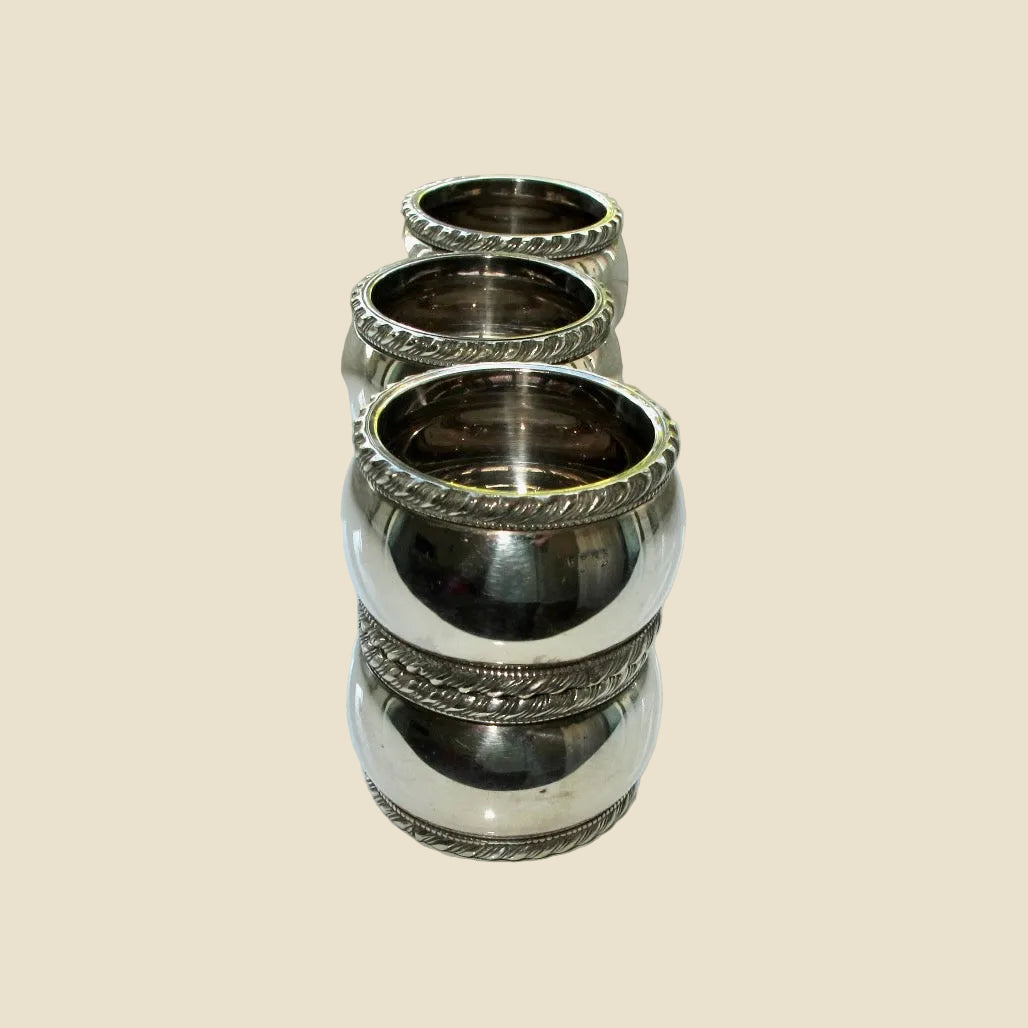 Vintage Set Of Six EPNS Silver Plate Napkin Rings With Rope Twist Beading