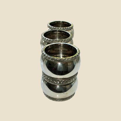 Vintage Set Of Six EPNS Silver Plate Napkin Rings With Rope Twist Beading