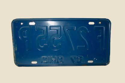 Vintage Metal  American Car Number Plate 67 Ohio F 2755P