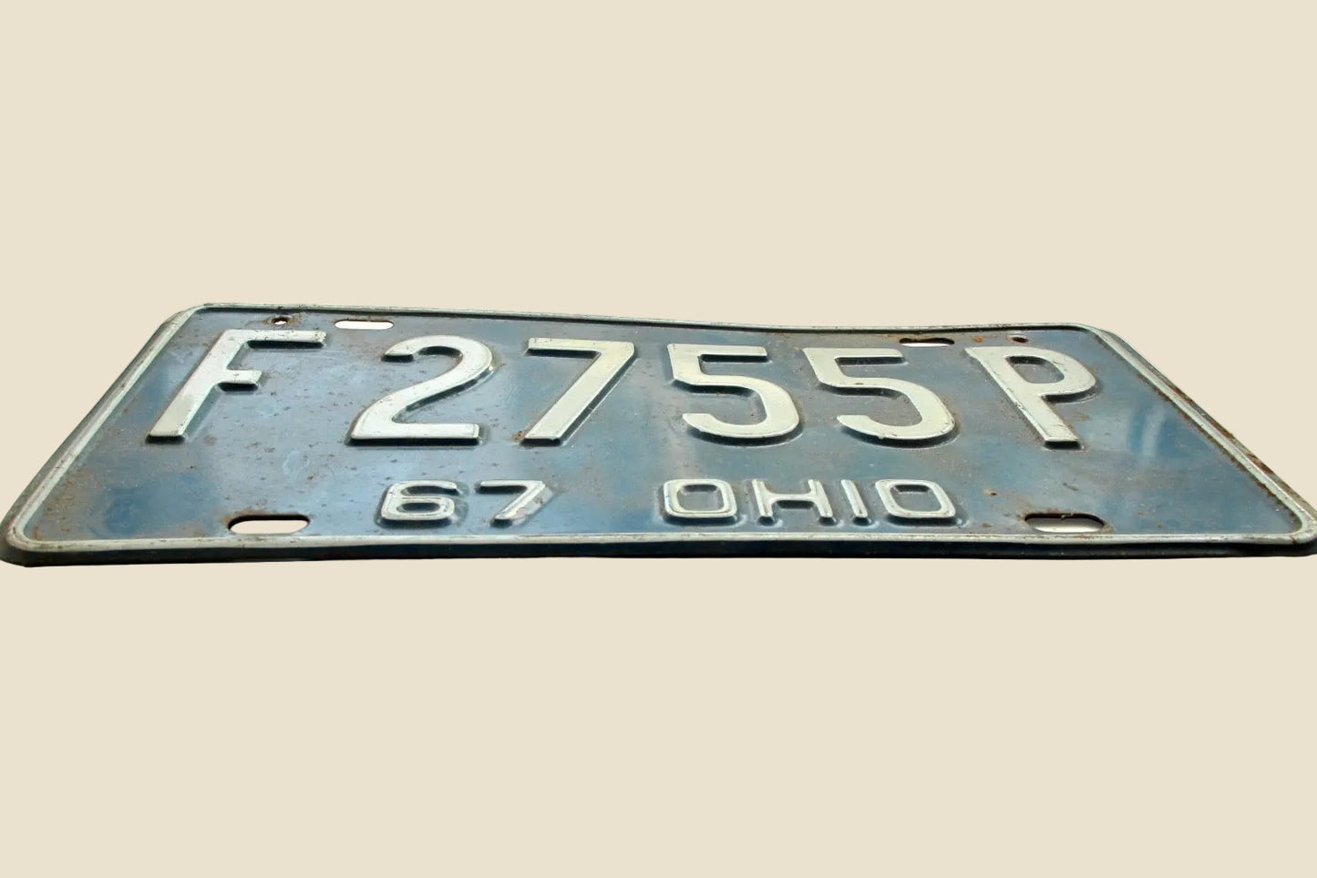 Vintage Metal  American Car Number Plate 67 Ohio F 2755P