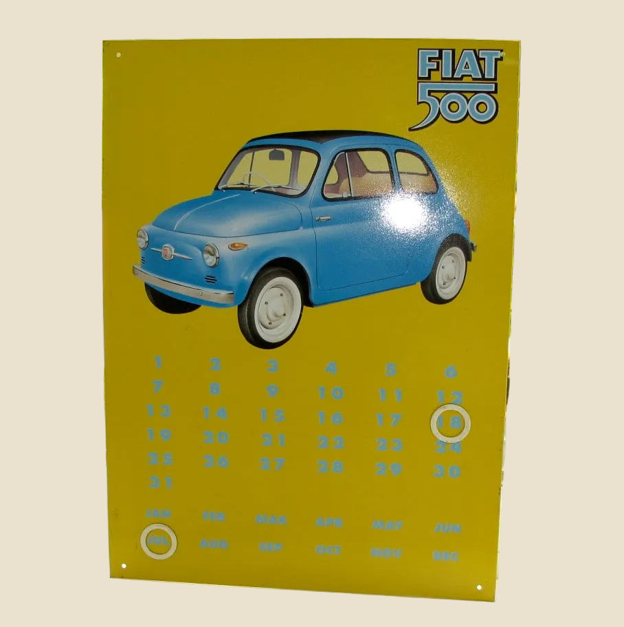 Fiat 500 Steel Sign With A Perpetual Magnetic Date / Month Calendar