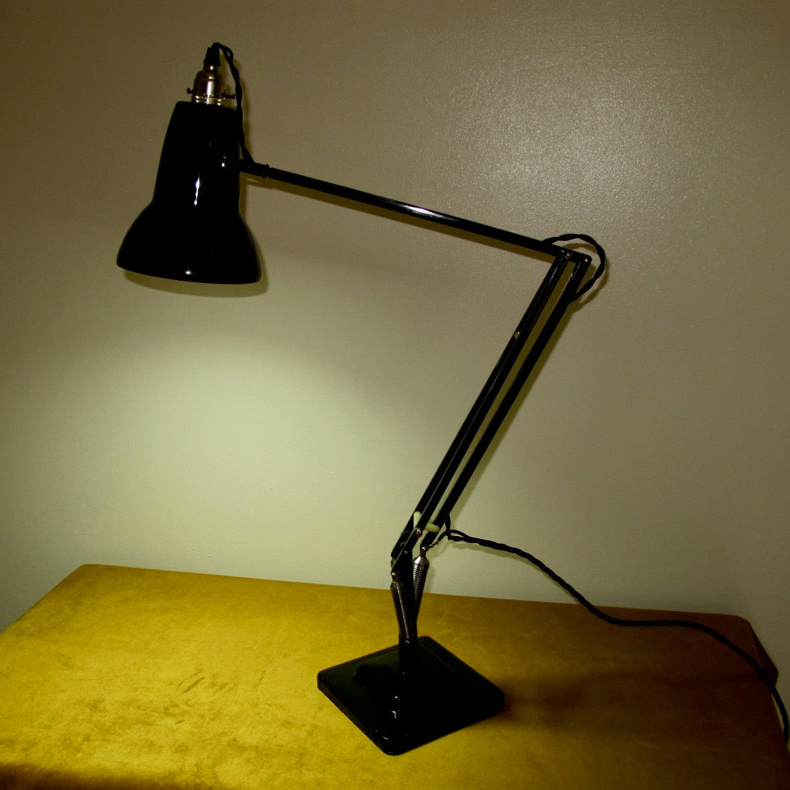 Vintage Anglepoise 1227 1960s Black Desk Lamp With Black Flex