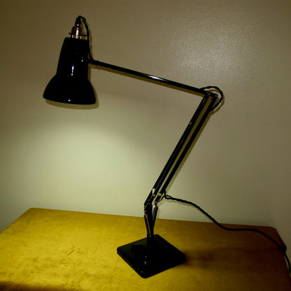 Vintage Anglepoise 1227 1960s Black Desk Lamp With Black Flex