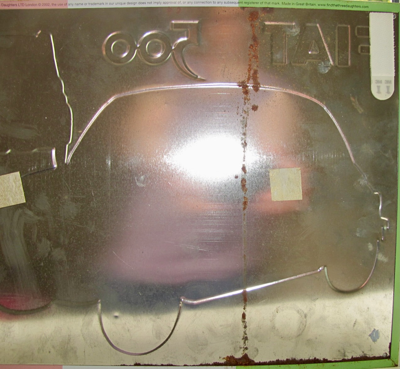 Vintage Steel Sign Of La Nuova 1957 Fiat 500 Commemorating Its Launch