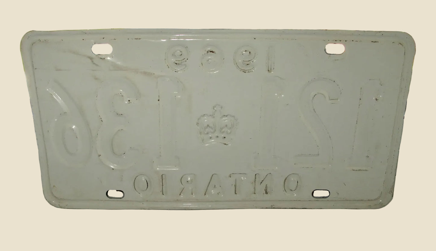 Vintage Metal Canadian Car Number Plate 1969 Ontario 121 136