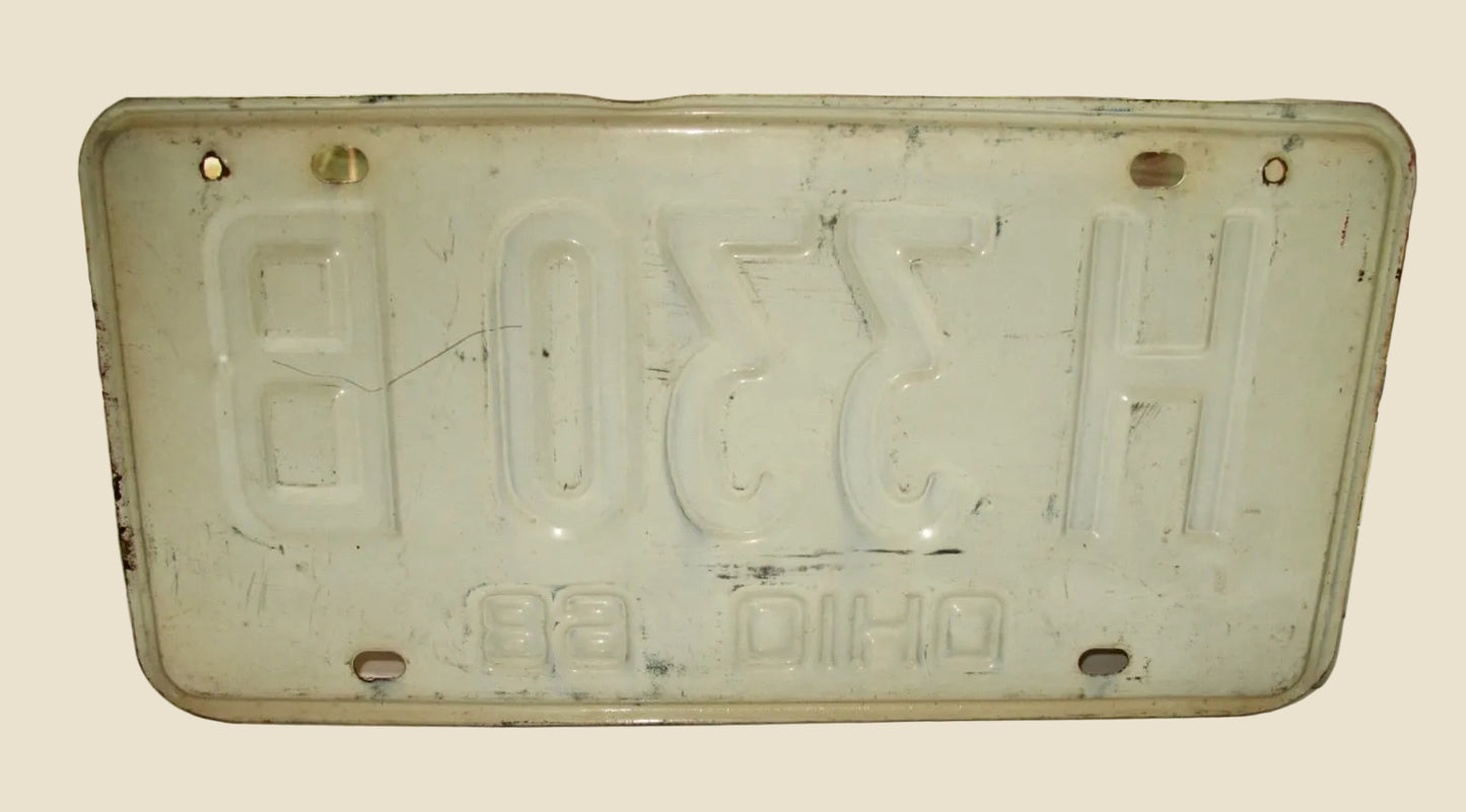 Vintage Metal American Car Number Plate 68 Ohio H 330 B