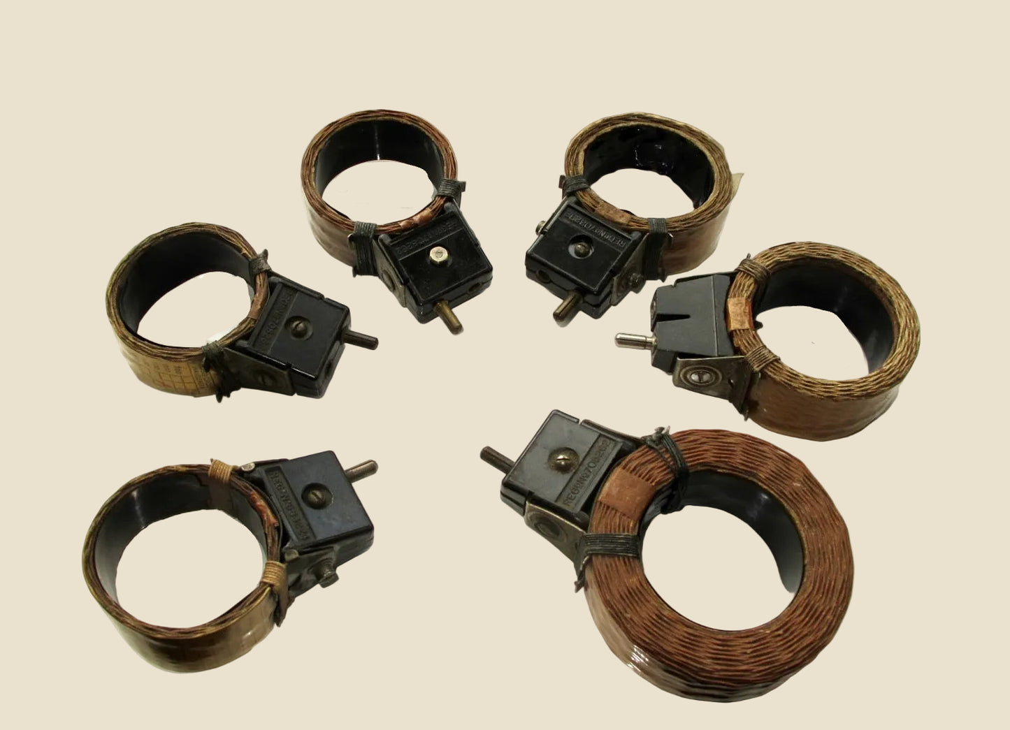 Set Of Six Igranic Honeycomb Duolateral Coils. TRF Coils From The 1930s