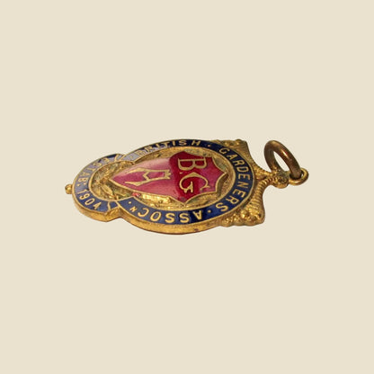 Vintage British Gardeners Association BGA Gilt Brass And Enamel Badge