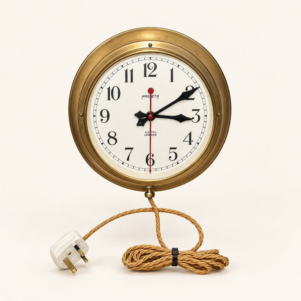 Vintage Electric London Magneta Brass Industrial Wall Clock