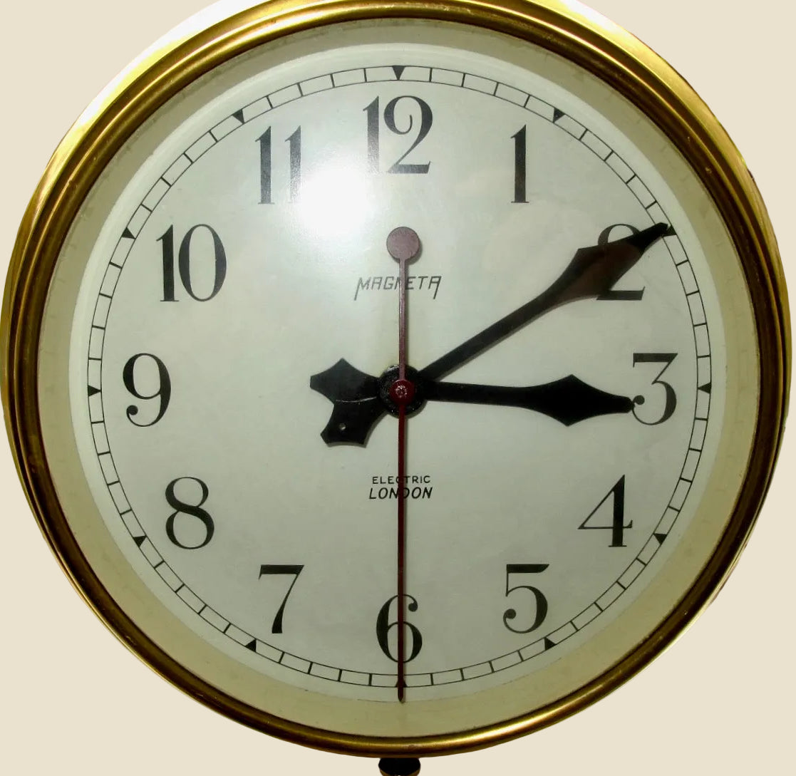 Vintage Electric London Magneta Brass Industrial Wall Clock